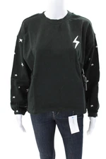 P.J. Salvage Womens Daily Doodle Cotton Star Print Pullover Black Size S