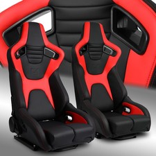Venom Series Blackred Pvc Reclinable Racing Seats Wslider Leftright