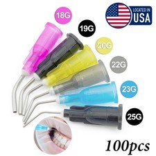 100Pc Dental Pre Bent Needle Fit Etch Flowable Composite Acid Gel Tip Blunt Tips