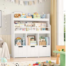 Children Toy Storage Cabinet Large Shelves Drawers Organiser White MDF Kids Room