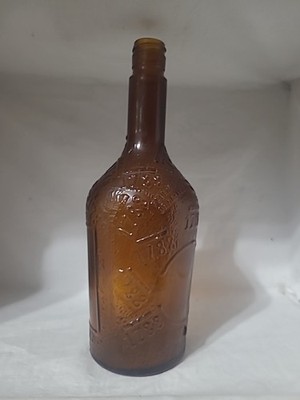 Vintage Armstrong Cork Company Amber Glass Whiskey Bottle