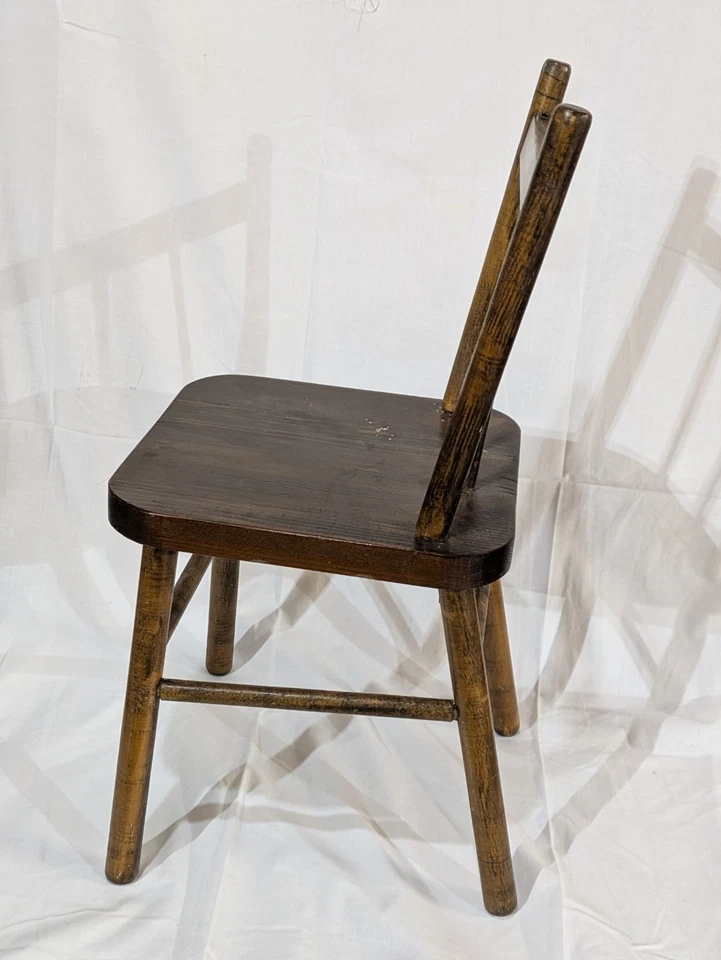 PAR DE SILLAS DE HUSILLO VINTAGE ANTIGUAS de madera primitivas para granja de campo Windsor Foto 2 de 4