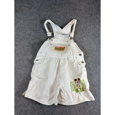 VTG Mickey  Co Gear Overalls Shorts Youth 10 White Denim Shortalls Mickey Mouse