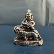 Tibetan Antique Iron Thokcha Riding Lion Protector Deity Amulet Pendant