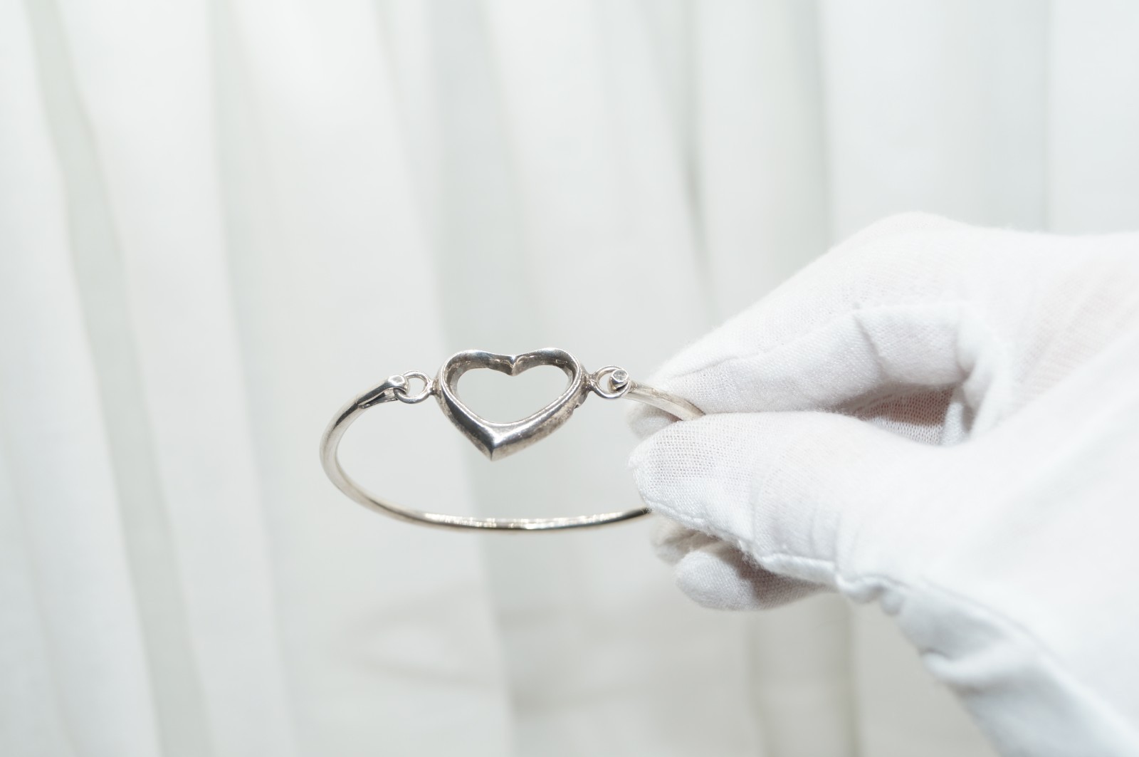 Stackable Heart Hinge Bangle Bracelet Mexico 18g … - image 1