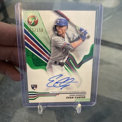 2024 Topps Pristine Green On Card Autographs Evan Carter #PA-EC  /150 Rookie RC