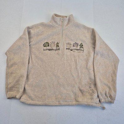 Northern Reflections Fleece Medium beige Damen 1/4 Reißverschluss Vintage Retro bestickt