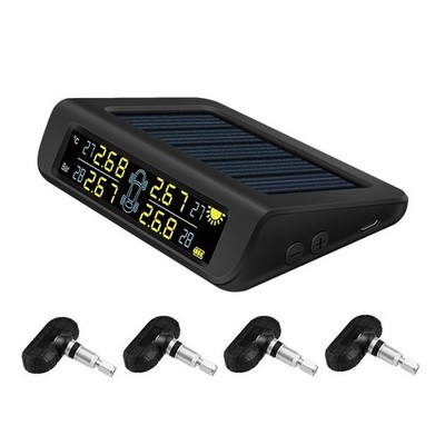 4-Wheel Solar Powered TPMS Tire Pressure Monitor Real-Time with Infineon Chip