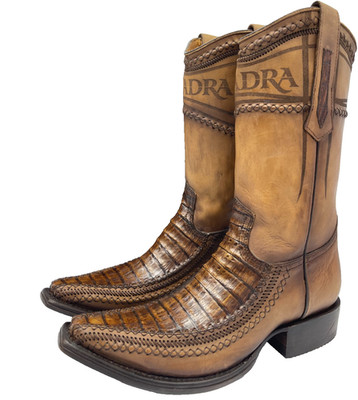 Cuadra Men's Boots Almond Caiman Laser & Woven Narrow SQ Toe Size 8.5 US EE West