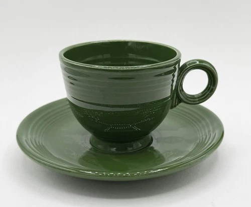VTG Fiestaware Forest Green Tea Cup and 6" Saucer Homer Laughlin Co 1950’s