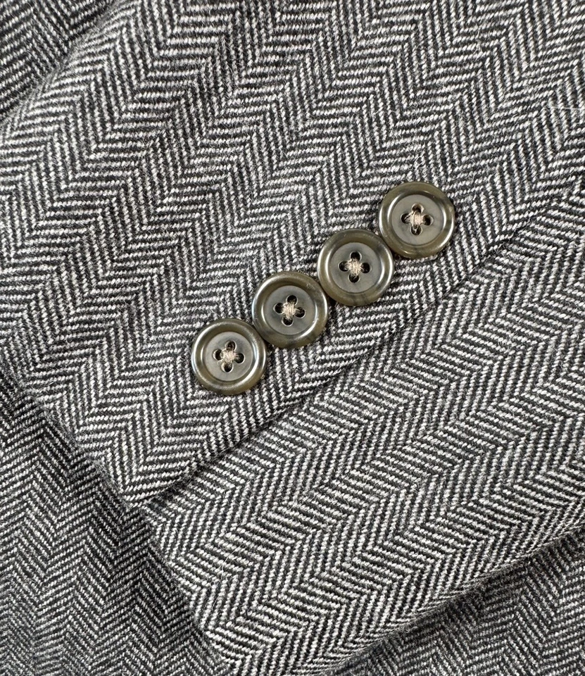 Blazer Lauren Ralph Lauren Lana Cachemira Espiga Gris Negro Chaqueta 40R Foto 3 de 4