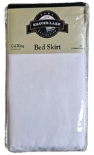 Bed Skirt CAL-King WHITE 100% Combed Cotton Shaver Lake  White 74"X84"X16" NOS