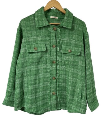 ANDTHEWHY And The Why Womens Blazer Size Medium Green Jacket Statement Piece