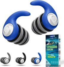 Waterproof Swimming Ear Plugs for Adults - 3 Pairs of Reusable Soft Silicone
