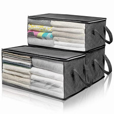 Large Clothes Storage Bag Foldable Quilt Blanket Organizer Box Wardrobe w/Lid
