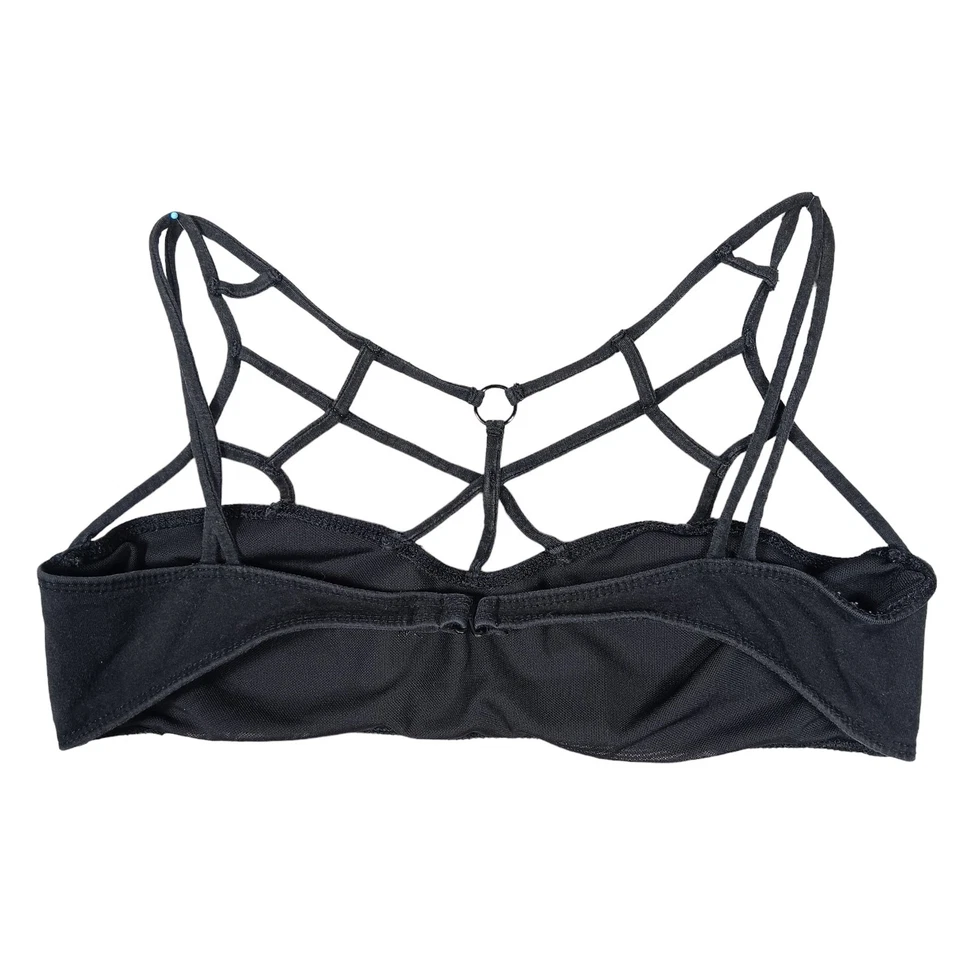 Top de biquíni Beach Riot tamanho médio preto com tiras estilo gótico tecido de jersey macio - Imagem 3 de 4