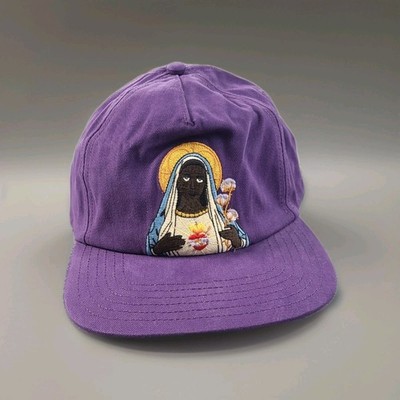 Denim Tears Black Mary Cap Purple Features an Embroidered Graphic One Size NWT 