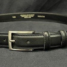 Genuine Leather Black Dress Belt Vtg Vera Pelle Italy 120 Fatta A Mano 1925/30