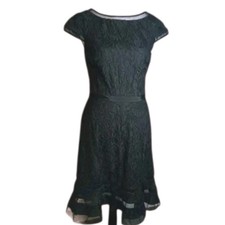 Adrianna Papell Little Black Dress Fit & Flare Cocktail Date Night Knee Length 4