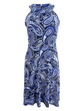Tommy Hilfiger Women's Paisley-Print Jersey Dress (18, Blue Multi) 192114929008