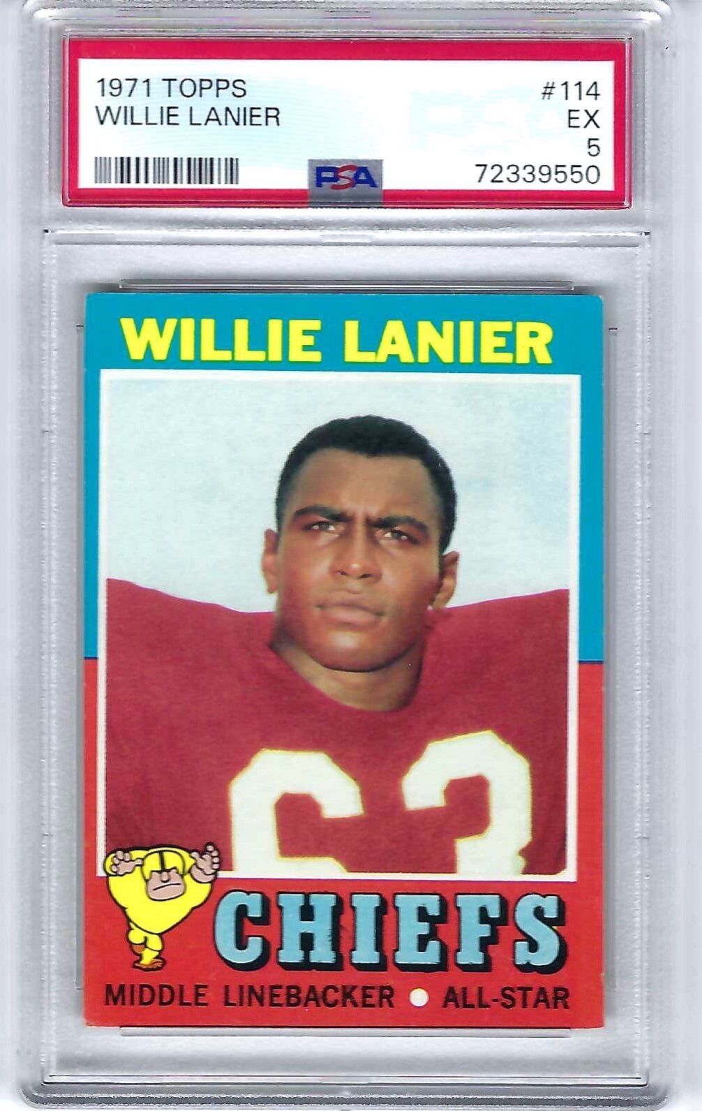 1971 Topps Willie Lanier PSA 5 #114 RC HOF ROOKIE CARD KC CHIEFS