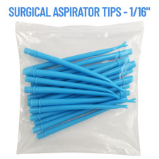 Surgical Aspirator Tips Blue 1/16" Dental Suction Saliva Multipack 25/Bag USA
