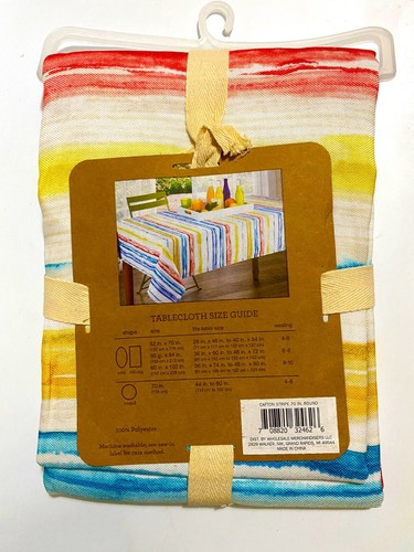 Cafton Stripe Tablecloth Oval Oblong Round Multicolor 100% Polyester By Meijer - Picture 14 of 14