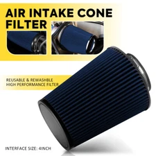 Blue 4" High Flow Cold Air Intake Cone Replacement Dry Filter Durable EAW