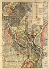 River Meander Map of the Mississippi River Giclee Print 1944 Harold Fisk Map #1