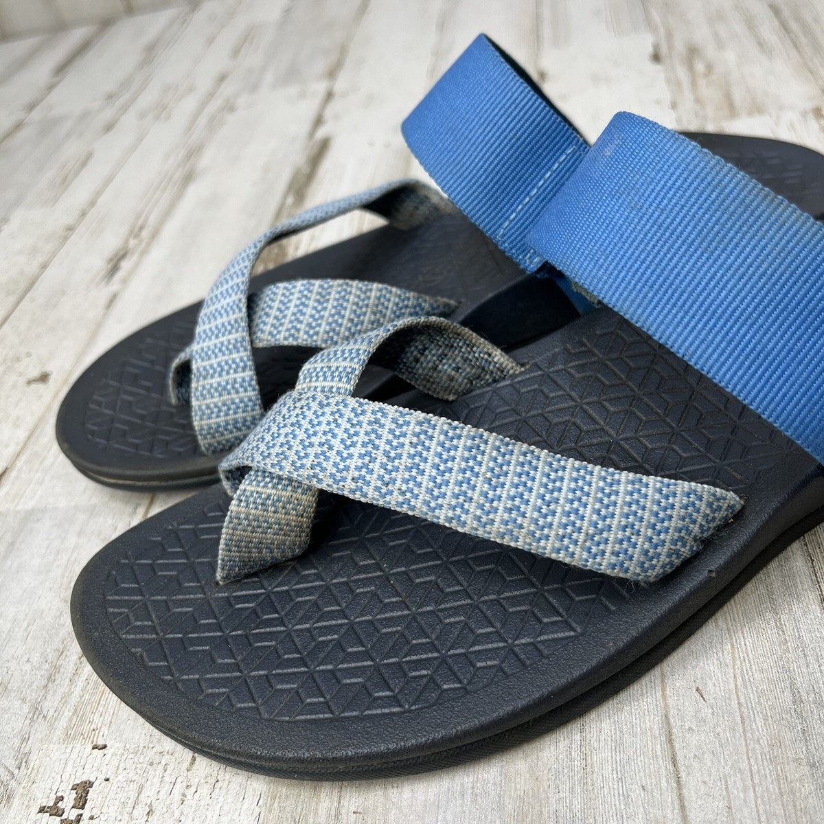 Chaco Womens Tetra Cloud Slip On Sandals Size 7 Blue Bluebell Eclipse Toe Loop View 4