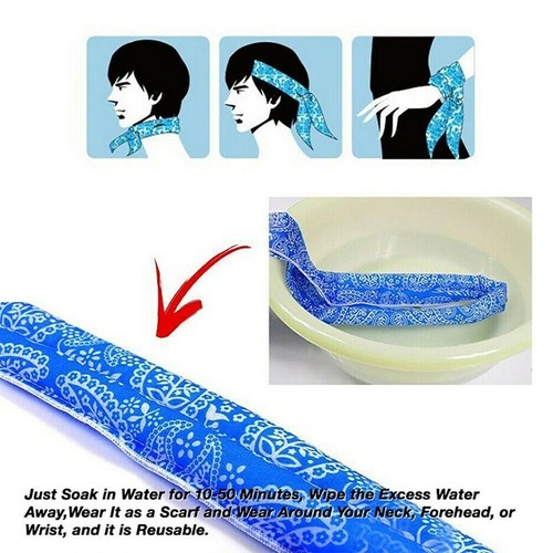 Bandana Headband Cooler Scarf Neck Ice Scarf Wrap Deluxe Outdoor Sport Cooling - Picture 4 of 22