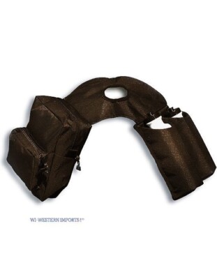 Western Imports Horntasche m. 2 Flaschen Satteltasche Nylon schwarz Wanderreiten