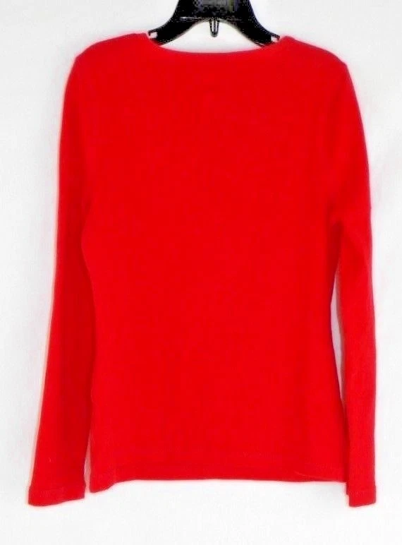 Camiseta J. Caqui Niños Niñas Talla Mediana Roja Manga Larga Brillo Búho Navidad Usada en Excelente Condición Foto 4 de 4