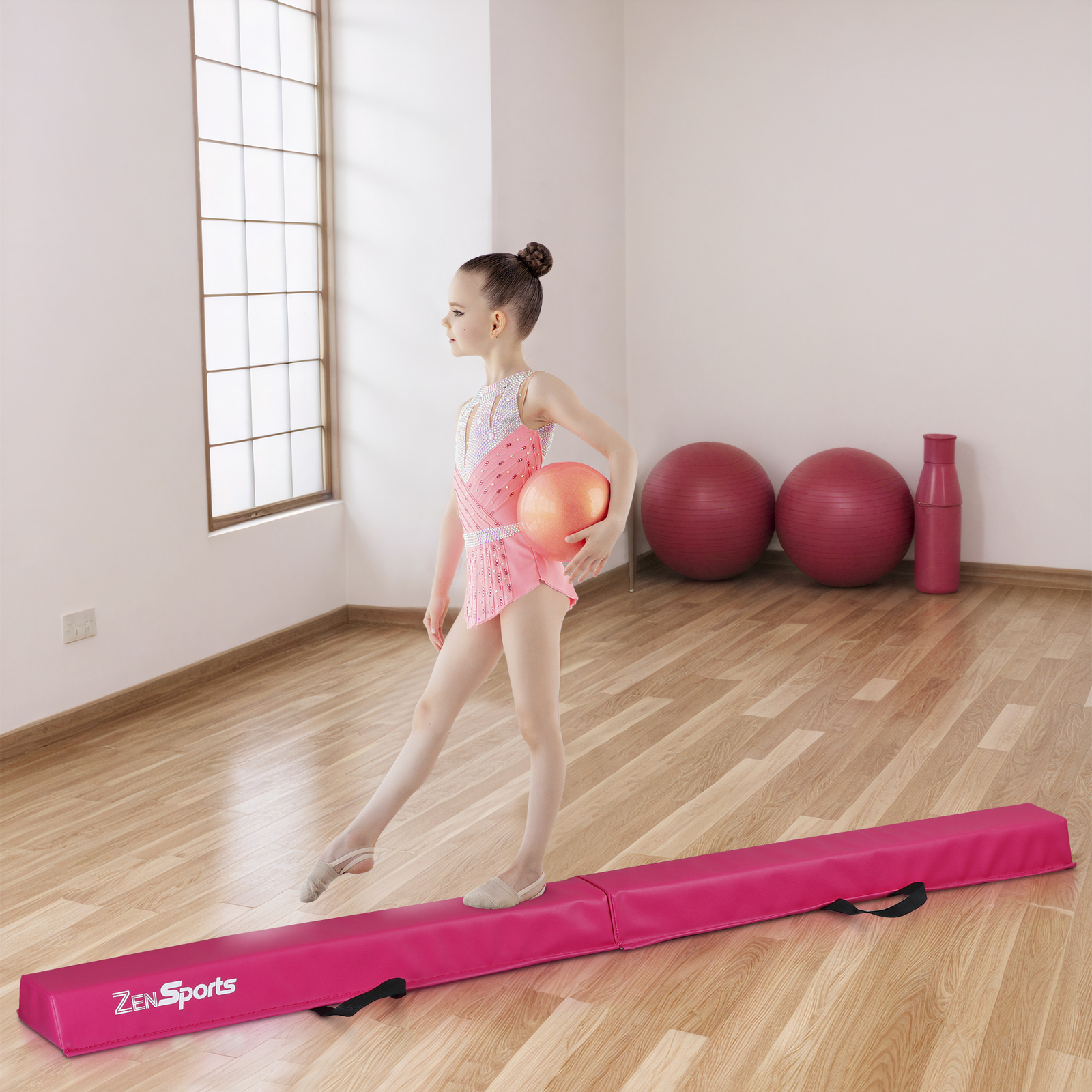 6FT Folding Balance Beam Gymnastics Beam for Practice Training with Carry Handle