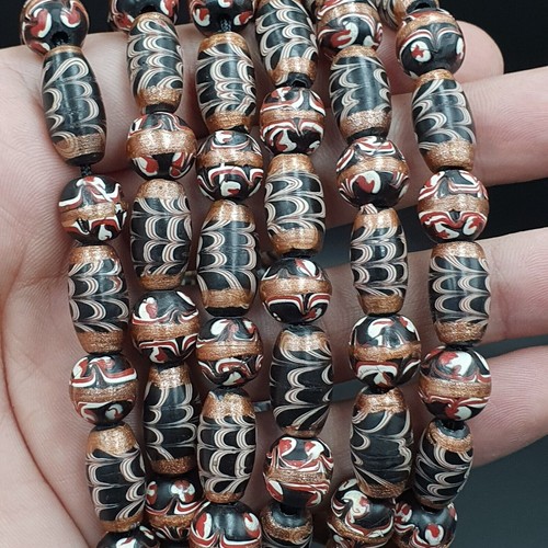 AA VINTAGE Venerano ART ausgefallene Perlen 17x11MM Aventurin GLASPERLEN Halskette - Bild 8 von 12
