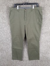 Tommy Hilfiger Chino Pant Women 16 Green Mid Rise Straight Pockets Casual Modern
