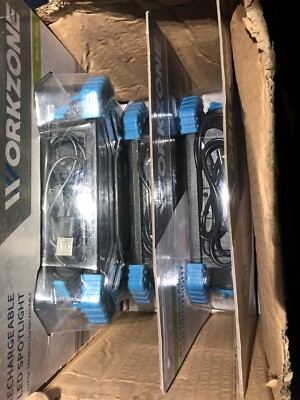 3X Workzone Rechargeable LED Spotlight Black/Blue Lithium Ion Battery 2000 Lumen