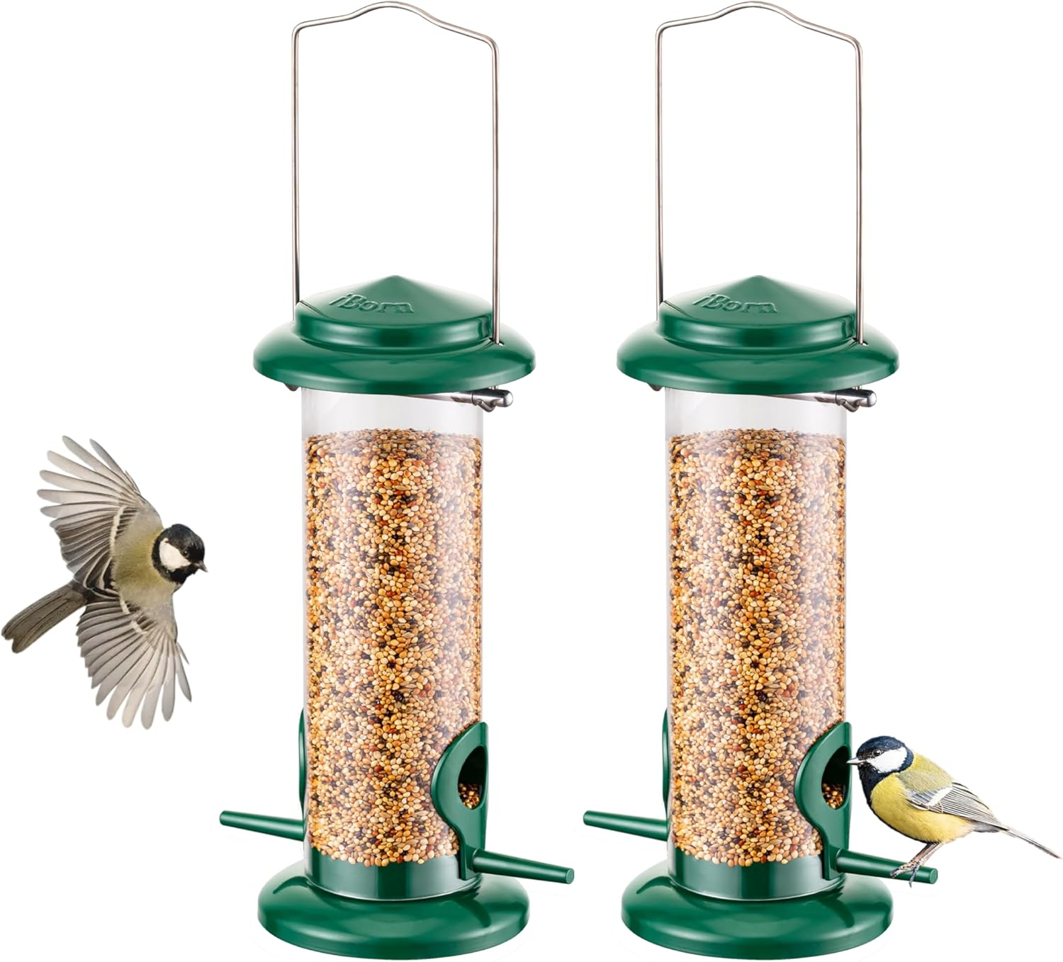 Iborn Metal Bird Feeders Hanging Bird Feeder for Small Birds for Garden Outdoors