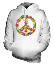 FLOWER POWER UNISEX FASHION HOODIE HIPPY HIPSTER CND SYMBOL PEACE BAN BOMB
