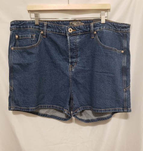 TORRID Americana Stars Denim Shorts Sz 20 Blue Darker Wash Hi Rise Button Fly