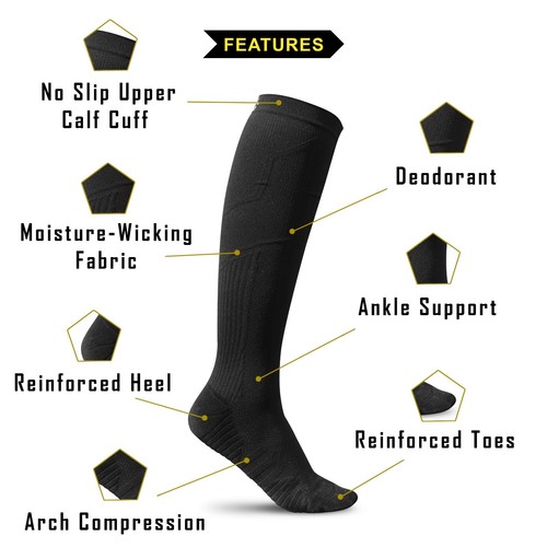 Compression Socks 20-30 mmHg Men Women Athletic Support Fit Running Long Socks - Picture 19 of 28