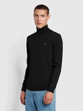 Farah Turtleneck Sweater Gosforth F4GF6065 Men Black New FW24/25