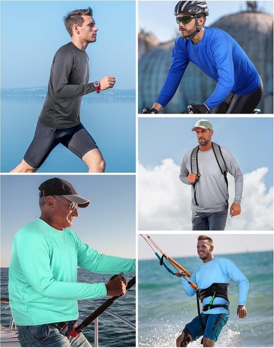 Men's UPF 50+ Long Sleeve Rash Guard Quick-Dry Shirt - UV Protection for Outdoor - Picture 47 of 79