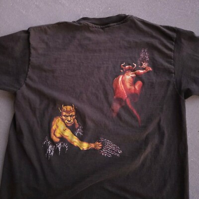 Vtg 90s Megadeth Vic Goes To Hell T-Shirt Large Rock Band Tee 1992