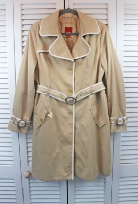 Esprit Women's Trench Coat Outwear Long Jacket with belt Beige Size L