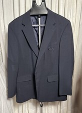 Lands End Mens Navy Blue Fine Woven Wool Blazer Sz 43R Pre-owned