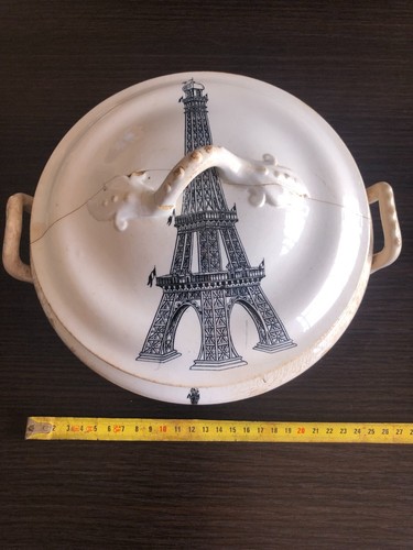 1890 Porcelain Soup Tureen Eiffel Tower Portuguese Fábrica D'Alcantra Lisbon Rar - Picture 2 of 11