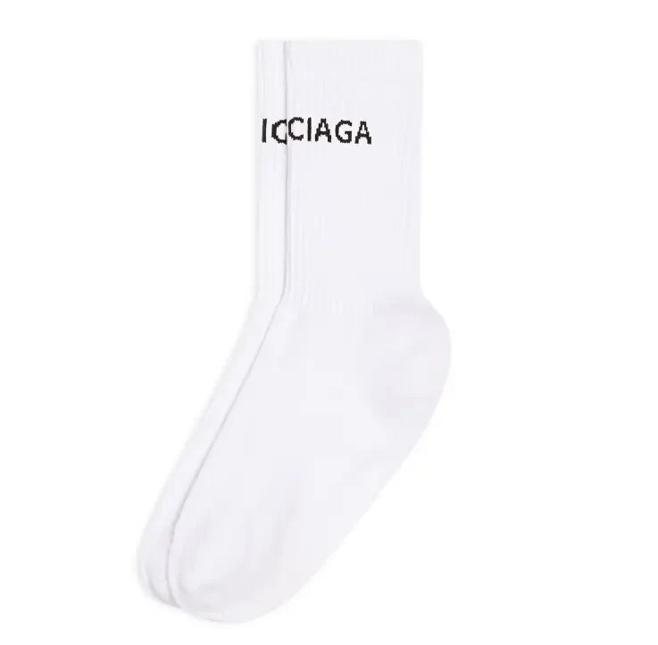BALENCIAGA ホワイトソックス Lサイズ Balenciaga White logo Socks Cotton Size Medium (size 7-9) | eBay