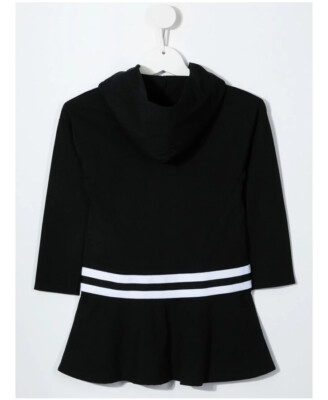 Girls black cotton jersey dress by DKNY with a black logo trim hem / Hood  Sz14 | eBay