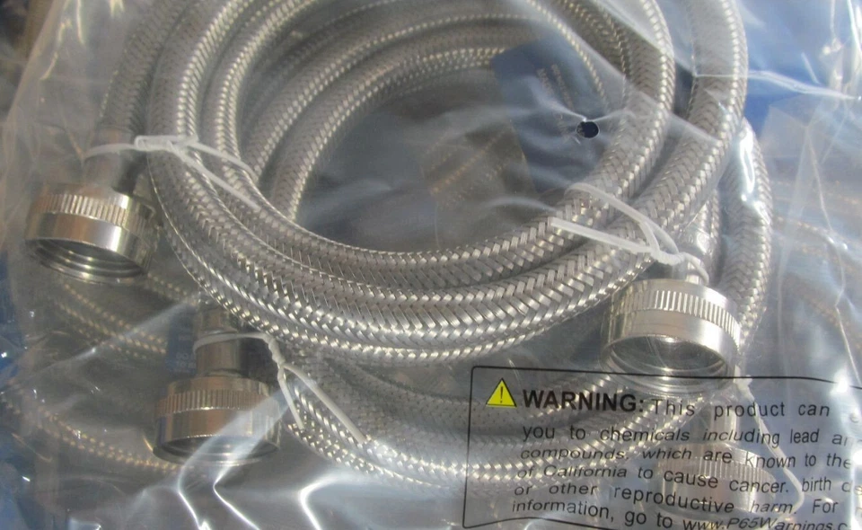 NEW CASE 20-PAIRS SUPCO 3805FFSS2 STAINLESS STEEL WASHER INLET HOSES 3/8" x 5ft - Image 2 of 2